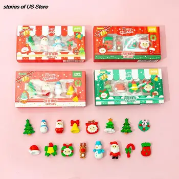 1 комплект мини-ластиков Рождественские Милые ластики для малыша Снеговик Мини-набор ластиков для рождественских канцелярских принадлежностей