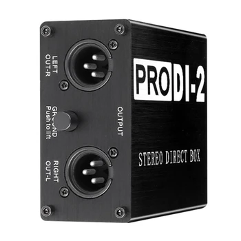 1 ШТ Prodi-2 Пассивная стереосистема Direct Box Audio DI Box Коробка прямого впрыска Малошумящий Гитарный бас DI 2-канальный аудиоконвертер
