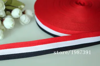 10 ярдов/лот Тканая жаккардовая лента 2 см-2,5 см в черно-белую и красную полоску с рисунком LS-8536