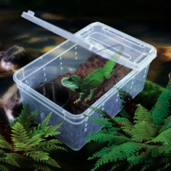 1шт Прозрачная пластиковая коробка для транспортировки насекомых, разведения рептилий, коробок для кормления животных, контейнер для черепах, пауков, скорпионов