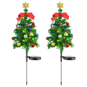 2 шт. Солнечные фонари для рождественской елки, водонепроницаемые фонари для рождественской елки, солнечные фонари для ландшафтной дорожки Для наружного рождественского декора