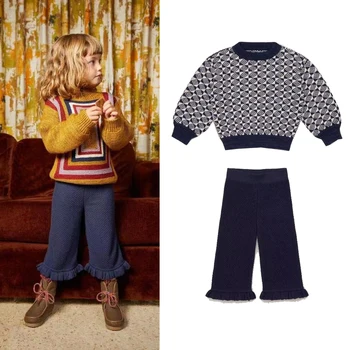 2023 Новые весенние детские свитера бренда MP для девочек, милый вязаный пуловер, свитер, хлопковая верхняя одежда для маленьких детей, топы, одежда