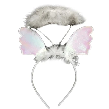 2XPC Обруч для волос с крыльями Ангела, светящаяся повязка на голову для детей, костюм для косплея на Хэллоуин