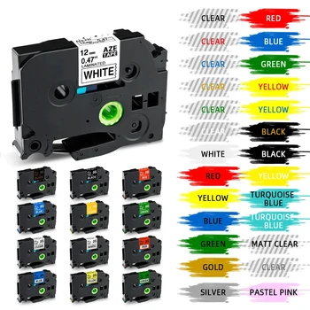 31 Цветная лента для этикеток TZE 231 631 831 12 мм, Совместимая для работы с этикетками для принтера этикеток Brother P-touch PT-H110 PT-E1000 PT-P710BT
