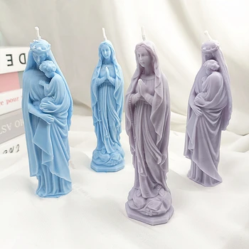 3D Силиконовая Форма Для Свечей Дева Мария с Младенцем Иисусом Инструменты для Свечей Принадлежности Для Изготовления Глиняных Свечей Формы для Смолы Эпоксидная Смола Святое Семейство