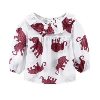 90-120 СМ, Весенне-осенняя детская новая многоцветная модная хлопковая льняная блузка для маленьких девочек с героями мультфильмов, топы
