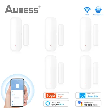Aubess Tuya WiFi Умный дверной датчик Умный дом Детекторы открытия/ закрытия двери Датчик окна SmartLife работает с Google Home Alexa
