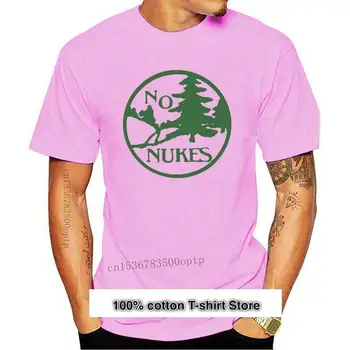 Camiseta con calcomanía Vintage sin Nukes, camiseta verde de militante de guerra Nuclear