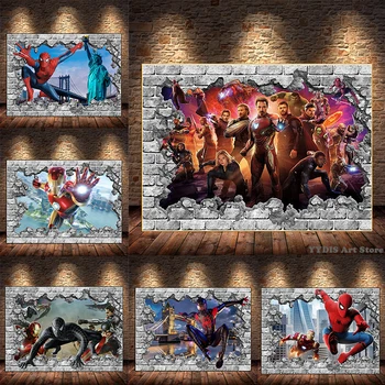 Disney Diamond Marvel аниме Человек-Паук Плакаты Вышивка Крестом 5d DIY Алмазная Мозаика Украшение гостиной