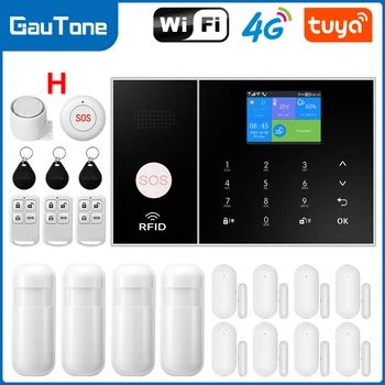 Gautone Tuya Wifi 4G Домашняя сигнализация для домашней беспроводной системы Smart Life Security Protection Kit Работает с Alexa PG108