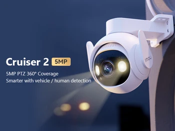 IMOU Cruiser 2 5-Мегапиксельная уличная камера безопасности с Wi-Fi, интеллектуальное отслеживание с помощью искусственного интеллекта, обнаружение транспортного средства человеком, IP66 Интеллектуальное ночное видение, двусторонний разговор