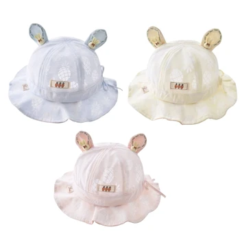 L5YF Летняя ветрозащитная шляпа-панама для новорожденных, детская рыбацкая шляпа, удобная для кожи шапка-козырек для малышей, походная шапка с медвежьими ушками