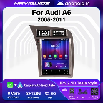 NAVIGUIDE S7 8 + 128 Г Автомагнитола для Audi A6 LHD 2005-2011 Для Tesla Вертикальный Экран GPS Мультимедийный Плеер Головное устройство Carplay 9,7