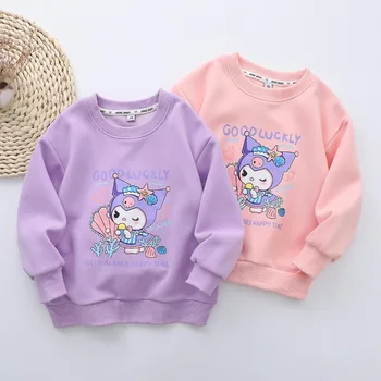 Sanrio Hello Kitty Kuromi Cinnamoroll Детская одежда Осенний новый Корейский детский хлопковый свитер с героями мультфильмов, милое пальто для девочек