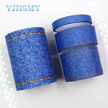 YJHSMY G-18524-298,10 ярда, ленты в крупный рубчик с принтом джинсовой серии 10/25/38/75 мм, Материал для аксессуаров для волос 