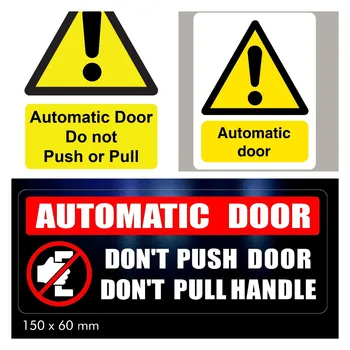 Автоматическая дверь Не нажимайте и не тяните, предупреждающий знак, клейкая наклейка для офиса или ресторана. Уникальная автоматическая дверная табличка, приклеивающаяся к двери.