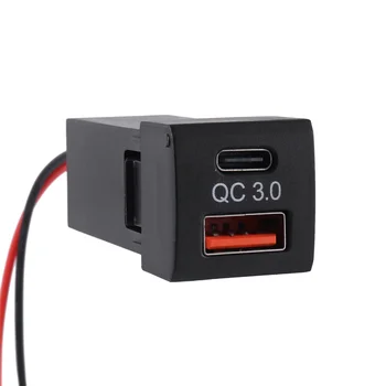 Автомобильное Зарядное Устройство с двумя USB-разъемами PD Type-C Адаптер для Быстрой Зарядки QC 3.0