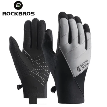 Велосипедные перчатки ROCKBROS, аксессуары для мотоциклов MTB, Противоударные варежки, велосипедные перчатки с сенсорным экраном, дышащие велосипедные перчатки с полными пальцами