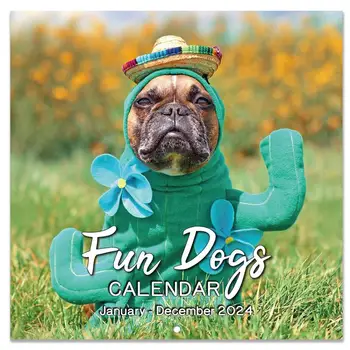 Веселый Календарь для собак 2024 Настенный Календарь для собак 2024 Забавный Настенный Календарь с юмором Для друзей Семьи Соседей
