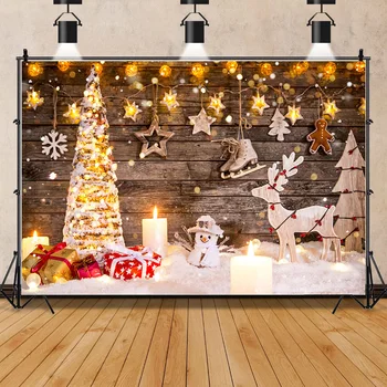 Виниловая Рождественская елка, Деревянная доска, Цветочный венок, Подарочное окно для фотосъемки, снеговик, реквизит для кино, SDG-02