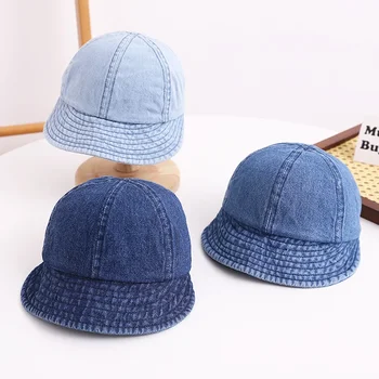 Винтажная детская кепка из джинсовой ткани, Синие детские шляпы от солнца, Лето-весна, Регулируемые детские бейсболки для девочек, Аксессуары для мальчиков от 1 до 3 лет