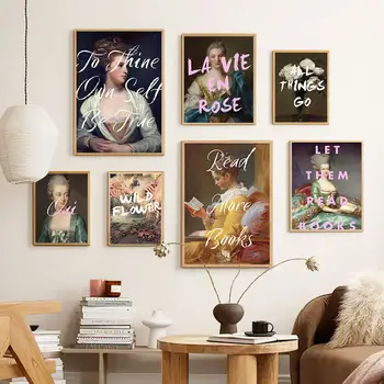 Винтажный цветок, портрет Благородной Девушки, Абстрактное феминистское искусство, картина на холсте, Скандинавский плакат, настенные панно для декора гостиной