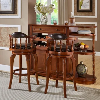Вращайте роскошные барные стулья скандинавского деревянного дизайна, барные стулья для отдыха на открытом воздухе, мебель для кухни Cadeira для гостиной WZ50BC
