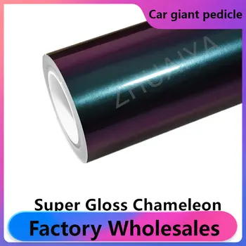 Высококачественная фиолетовая виниловая пленка Super Chameleon, оберточная пленка, яркий рулон 1,52 * 18 м, гарантия качества, покрывающая пленка voiture