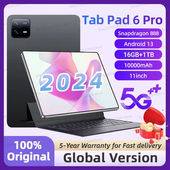 Горячая Глобальная Версия Оригинальный Pad 6 Pro Планшеты ПК Snapdragon 888 10000 мАч Android 13 11 дюймов 16 ГБ + 512 ГБ 5G HD 4K Экран WIFI Mi