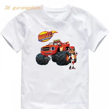 Детская футболка для мальчиков, детская футболка для девочек, детская футболка для девочек, футболки с изображением Блейза и машин-монстров