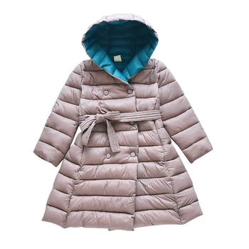 Детское пальто с хлопковой подкладкой для девочек, новинка 2023 года, зимние детские пуховые хлопковые парки с капюшоном, двухцветная стеганая толстая теплая зимняя верхняя одежда