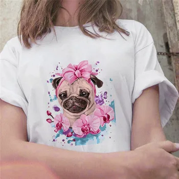 Женская футболка с боевым принтом, написанная маслом, футболка с изображением милой собачки с коротким рукавом, футболка в стиле харадзюку, футболка в стиле гранж, женская