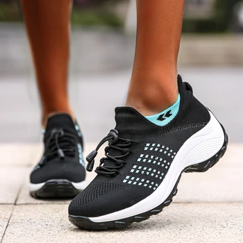 Женские кроссовки на платформе, весенние спортивные кроссовки, дышащие воздухом, большие размеры 42