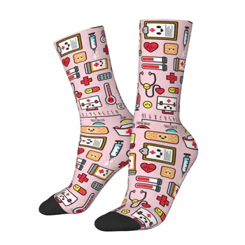 Забавные медицинские спортивные носки для доктора и медсестры Enfermera En Apuros, длинные носки из полиэстера для женщин и мужчин, дышащие