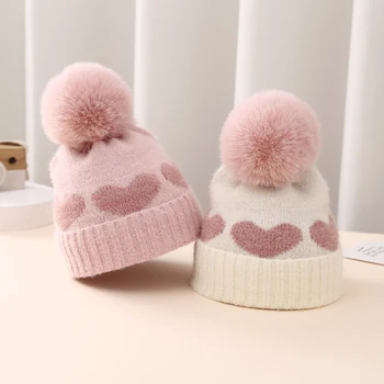 Зимняя шапочка-капор для мальчика и девочки, новорожденная вязаная шапка BigPompom крючком