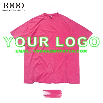 Изготовленная на заказ футболка для мужчин и женщин в стиле ретро, Выстиранная Свободная хлопчатобумажная футболка с короткими рукавами в виде снежинки 2024 года, розовый цвет, тяжелый вес 250 г