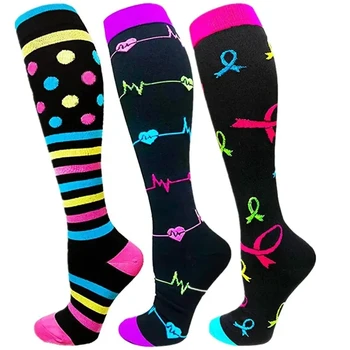 Компрессионные носки для мужчин, женские Спортивные носки для фитнеса, бега, регби, Эластичная Медицинская Профилактика варикозного расширения вен, Защита от усталости