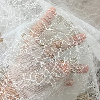 Кружевная ткань с сетчатой вышивкой, Полая, изысканное кружево с рисунком для свадебного платья, аксессуары своими руками, по метру