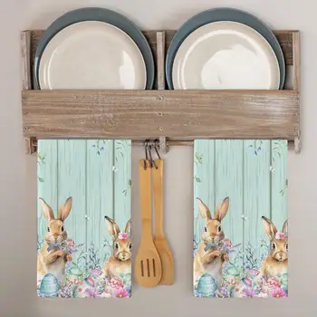 Кухонное полотенце с рисунком кролика, кухонное полотенце с рисунком Пасхального Кролика, Быстросохнущее кухонное полотенце для украшения дома, Рождество для кухни