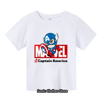 Летняя детская футболка с Капитаном Америкой, Модная Повседневная футболка для мальчиков, Топы для девочек, Футболки, Детская одежда с героями мультфильмов, Y2k, Мужская Женская одежда