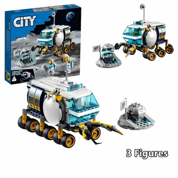 Лунный бродячий автомобиль серии City, совместимый с 60348 строительными блоками, Обучающая игрушка для сборки кирпичей на День рождения ребенка, Рождественский подарок