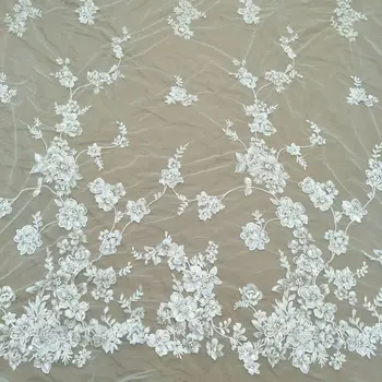 модная кружевная ткань с цветочным узором шириной 130 см, свадебное платье, кружевная ткань для платья, продается ярдами