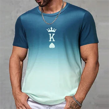 Мужская футболка с градиентом, топы с коротким рукавом с принтом K, Летние свободные дышащие футболки, простой модный пуловер, быстросохнущая мужская одежда