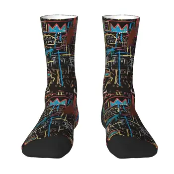 Мужские носки Kawaii в стиле знаменитого нью-Йоркского стрит-арта, теплые удобные носки унисекс с 3D принтом Jean Michel Basquiats Crew Socks