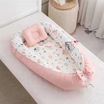 Нет MOQ 100% хлопок цифровая печать съемная моющаяся подушка для детской кроватки мягкий детский шезлонг гнездо для новорожденного