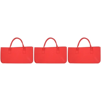 Новая 3-кратная фетровая сумочка, фетровая сумка для хранения, повседневная сумка для покупок большой емкости - Красный