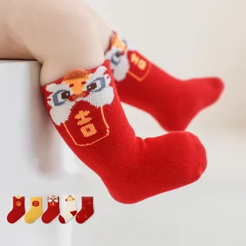 Новые носки для новорожденных Осень-зима, новогодние носки для мальчиков и девочек