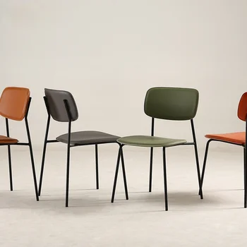Обеденный стул Family Simple Fashion Nordic Ресторанное Легкое Роскошное Кожаное кресло Creative Chair Iron Art Back Chair Nordic