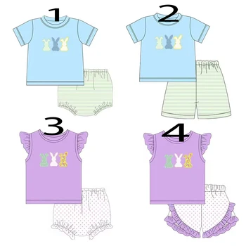 одежда для мальчиков и девочек, пасхальный комплект из 2 предметов, бутик детской одежды с принтом кролика, модная одежда для малышей, летняя одежда, детский бутик одежды