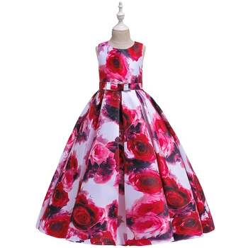 Платье с цветочным принтом для девочек-подростков, детское праздничное свадебное платье для девочек, детское элегантное платье принцессы невесты, платье Vestido 8-12 ЛЕТ